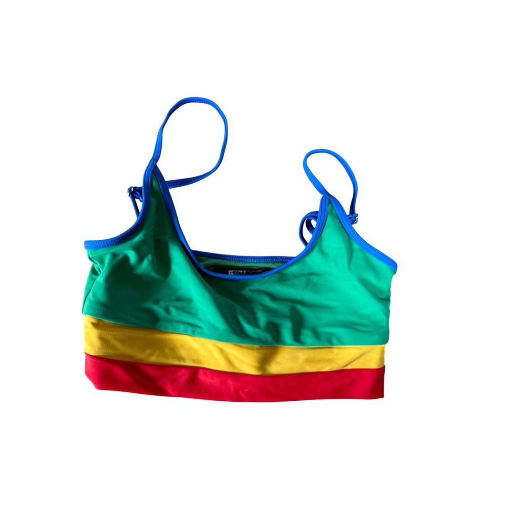 Beach Riot Womens Colorblock Bikini Top Green Yellow Red Blue Size M Made in USA
